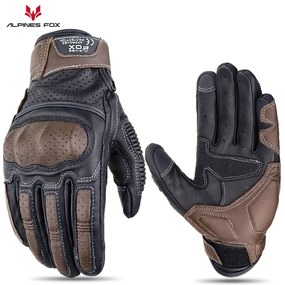 Perforated Leather Motorcycle Gloves