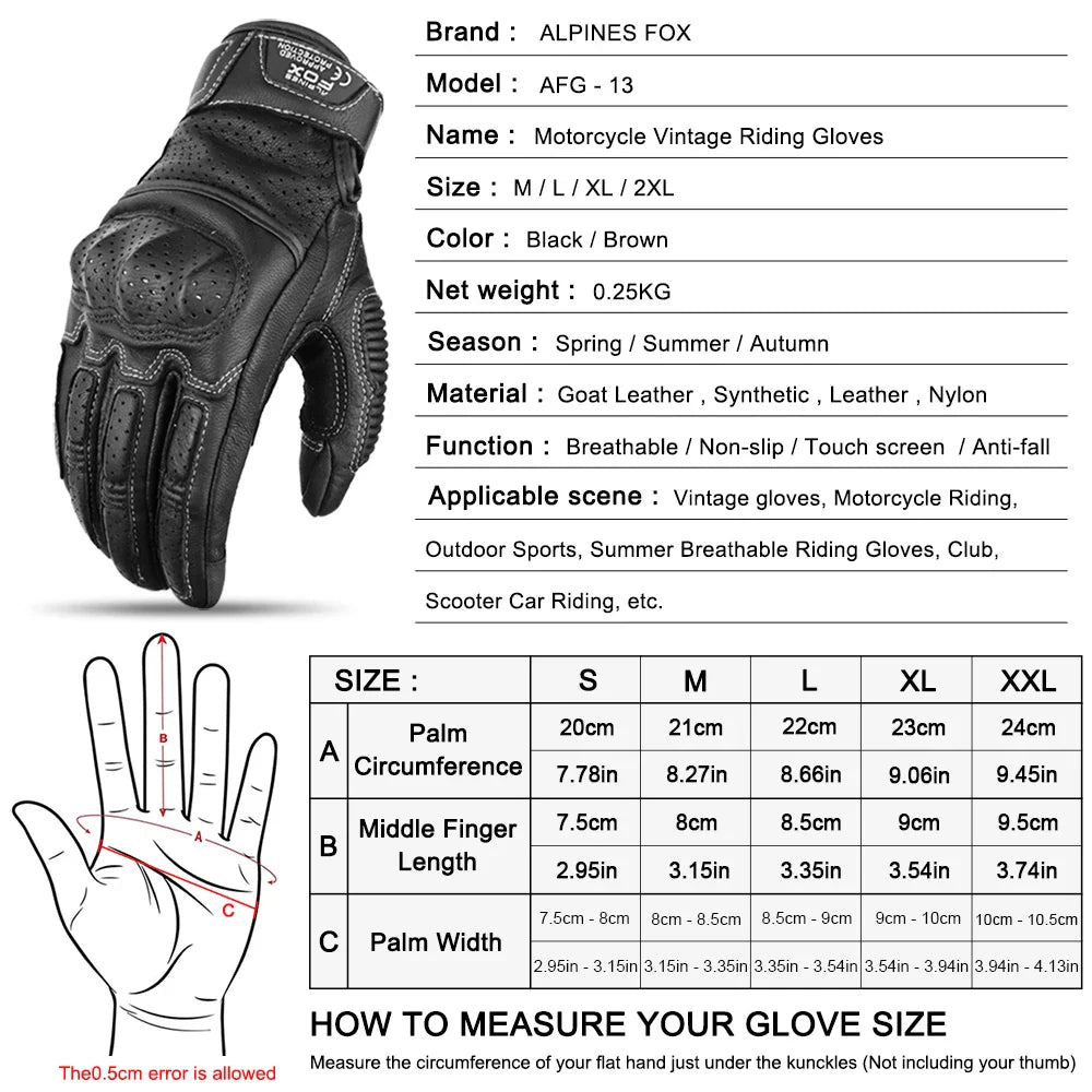 Perforated Leather Motorcycle Gloves