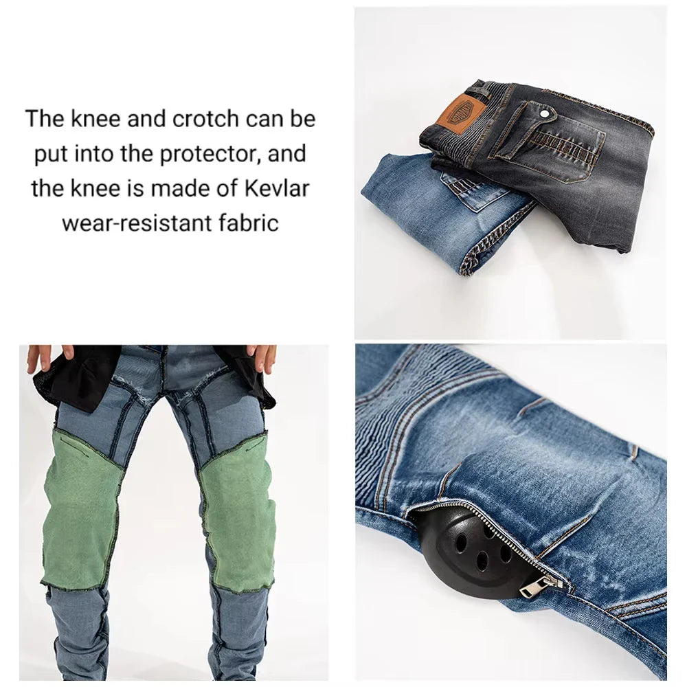 Motorcycle Jeans Pants Motorbike Touring Trousers Stretch Motocross Pants for Riding Safety CE Certified Protective Gear