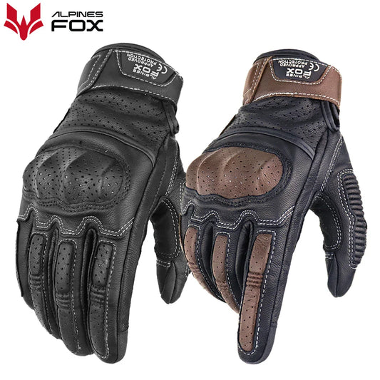 Perforated Leather Motorcycle Gloves
