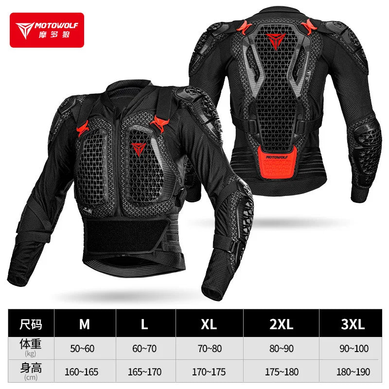 Motowolf Motorcycle Jacket Men Moto Body Armor MX Armor Motocross Racing Jacket CE Approval Motorbike Moto Protection Gears
