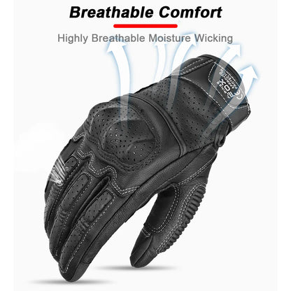 Perforated Leather Motorcycle Gloves