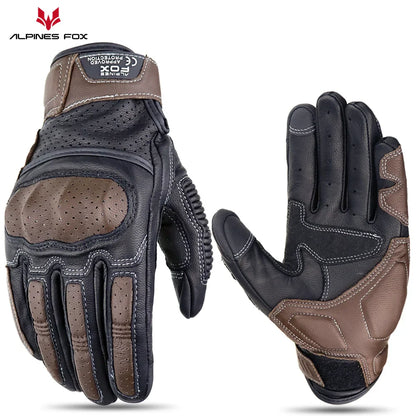 Perforated Leather Motorcycle Gloves
