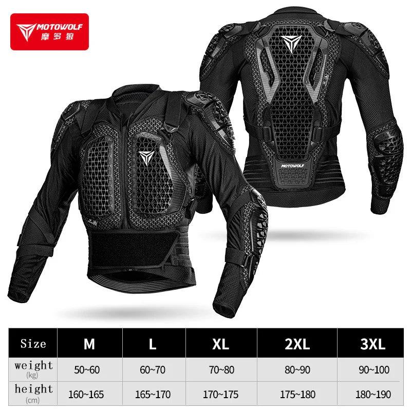 Motowolf Motorcycle Jacket Men Moto Body Armor MX Armor Motocross Racing Jacket CE Approval Motorbike Moto Protection Gears