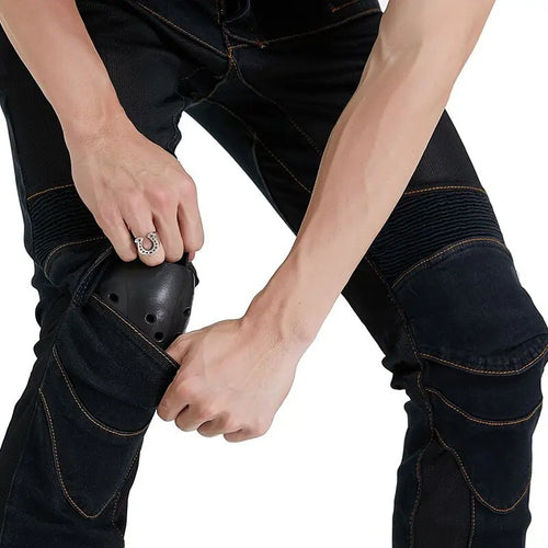 Embroidered Motorcycle Protective Jeans