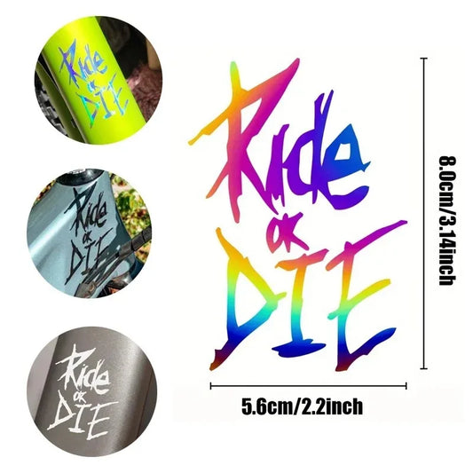 1pc Bike Frame Stickers Ride Or Die Top Tube Decals Bicycle Car Body Window Bumper Decoration Auto Motorcycle Accessories