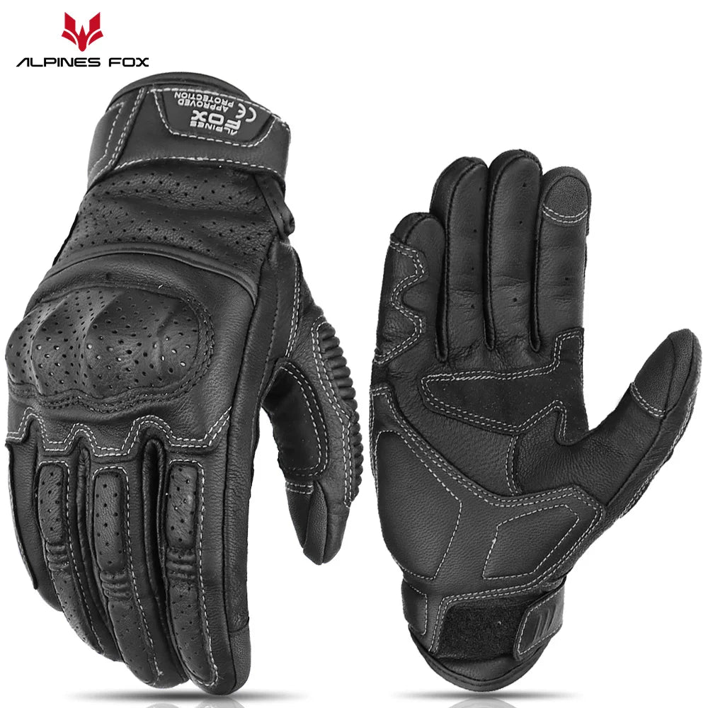 Perforated Leather Motorcycle Gloves