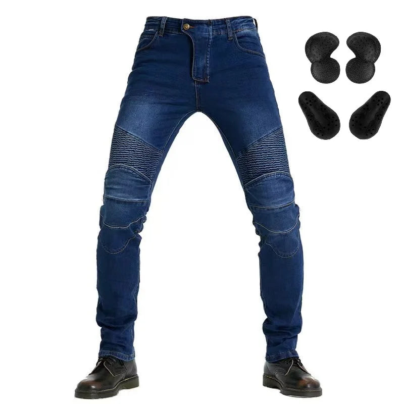 Embroidered Motorcycle Protective Jeans