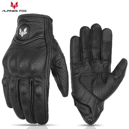 Perforated Leather Motorcycle Gloves